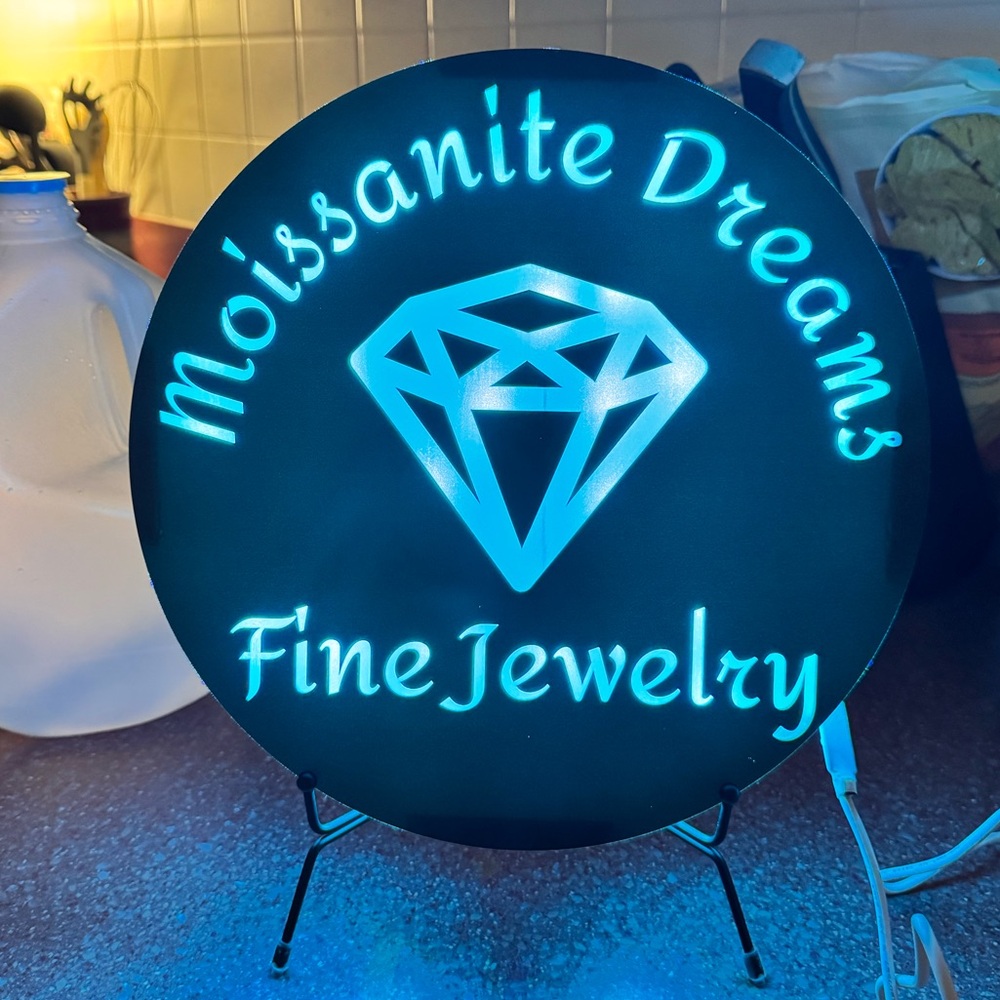 Hand crafted by me MTO 11” Round 2 layer logo LED light up Shelf sign w/remote